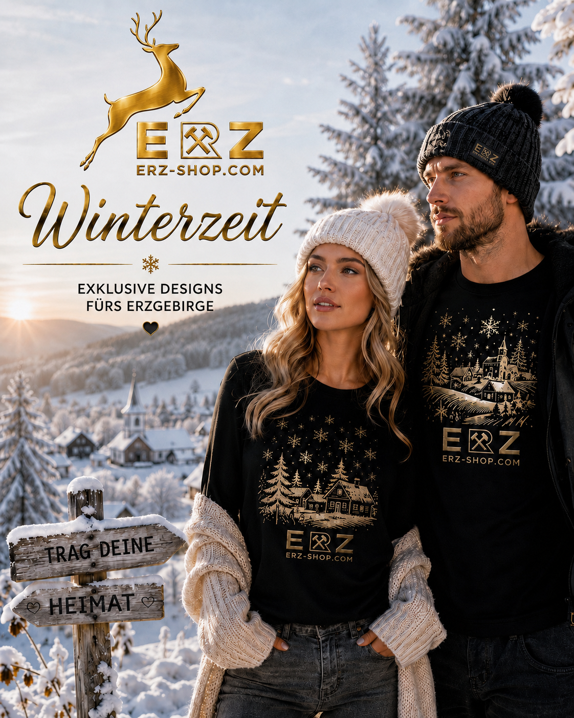Winterzeit "Ein Stück Gemütlichkeit" Erzgebirge T-Shirts