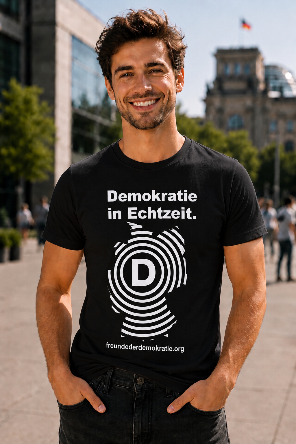 T-Shirt "Freunde der Demokratie" Schockwelle * Herren