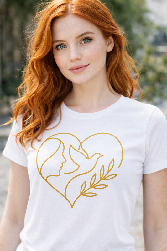 T-Shirt Friedenssymbol Gold Edition / Damen