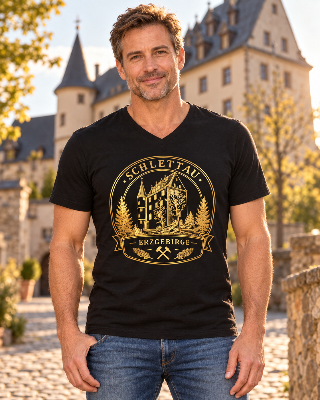 Schlettauer Schloss - Erzgebirge | Premium T-Shirt | Herren