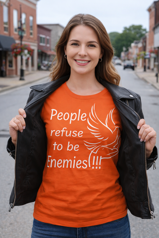 T-Shirt "weigert Euch Feinde zu sein" (englisch) / Damen