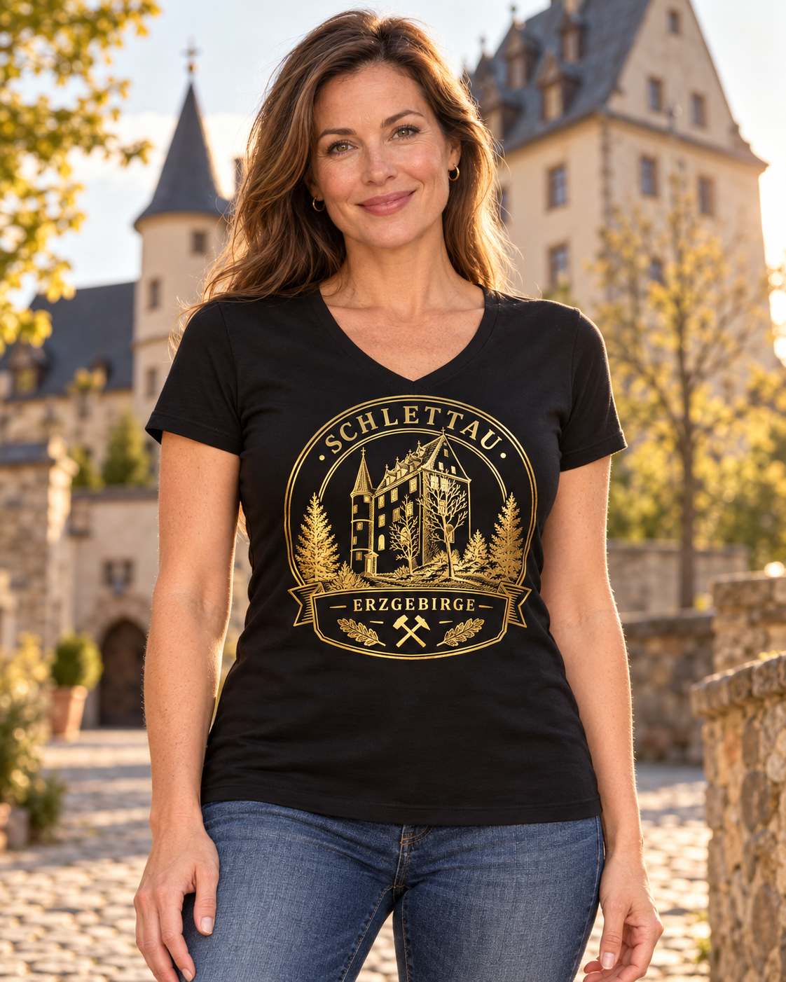 Schlettauer Schloss - Erzgebirge | Premium T-Shirt | Damen