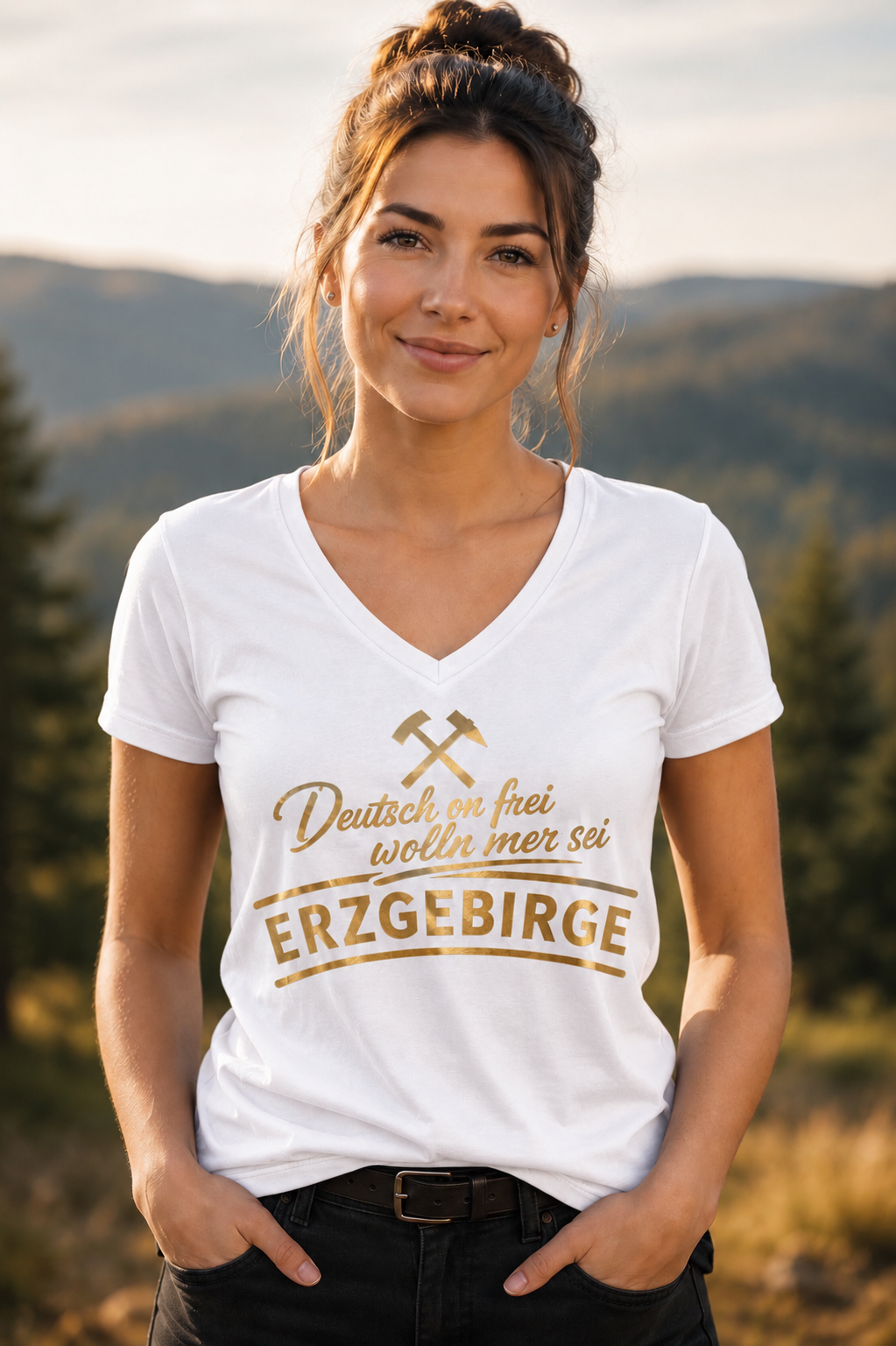 Erzgebirge Deitsch on frei wolln mer sei Shirt ERZ Design Anton Günther