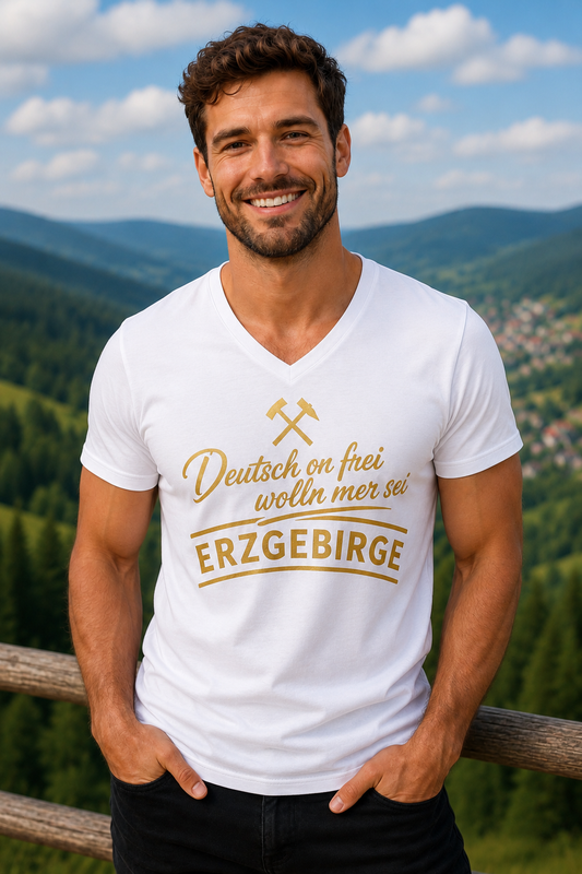 Erzgebirge Deitsch on frei wolln mer sei Shirt ERZ Design Anton Günther